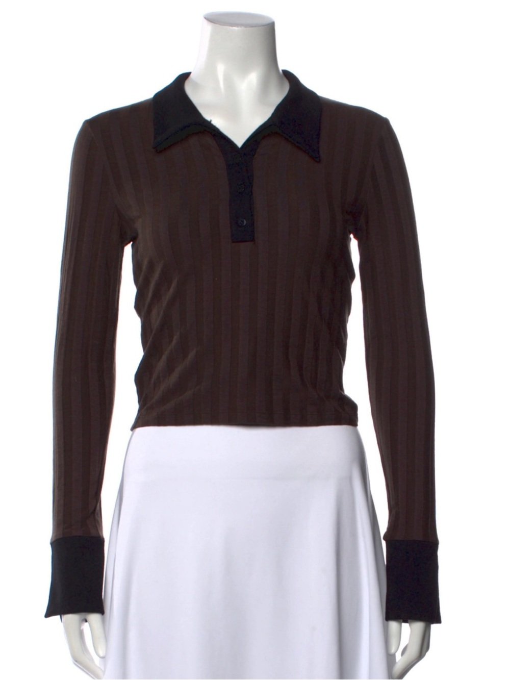Jonathan Simkhai Ribbed Polo Long Sleeve Top Size XS